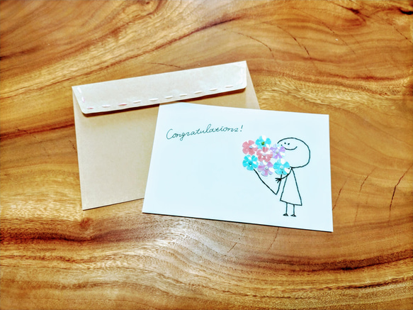 【特別価格！】紙刺繍メッセージカード(お祝い　花束) 6枚目の画像