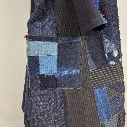 刺し子パッチワーク 襟なしコート コート 布袋（きんちゃく） 通販