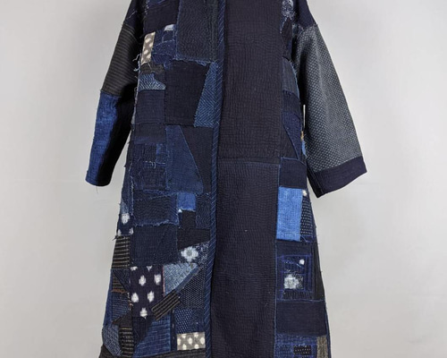 刺し子パッチワーク 襟なしコート コート 布袋（きんちゃく） 通販