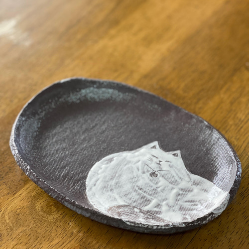 にゃんにゃん白猫多目的皿C ソーサー 中皿 猫柄 中皿 やよい窯 通販