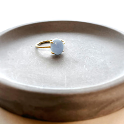 天然石　ペルー産　エンジェライト　爪留めリング　指輪　silver925  18KGP 3枚目の画像
