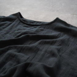 寬鬆紗布T卹/黑色/赤塔棉雙層紗布 第8張的照片