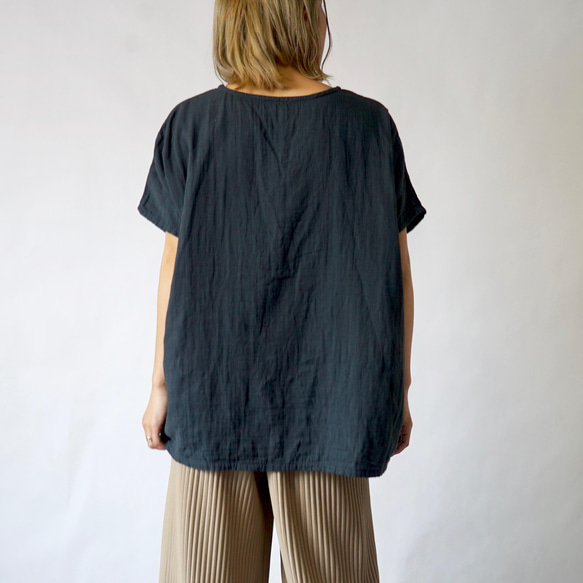 ゆったりガーゼTシャツ/ブラック/知多木綿 ダブルガーゼ 3枚目の画像
