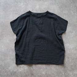 ゆったりガーゼTシャツ/ブラック/知多木綿 ダブルガーゼ 10枚目の画像