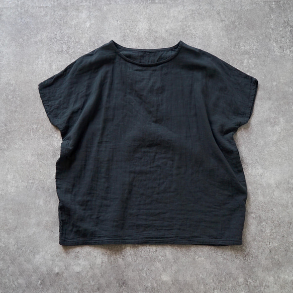 ゆったりガーゼTシャツ/ブラック/知多木綿 ダブルガーゼ 10枚目の画像