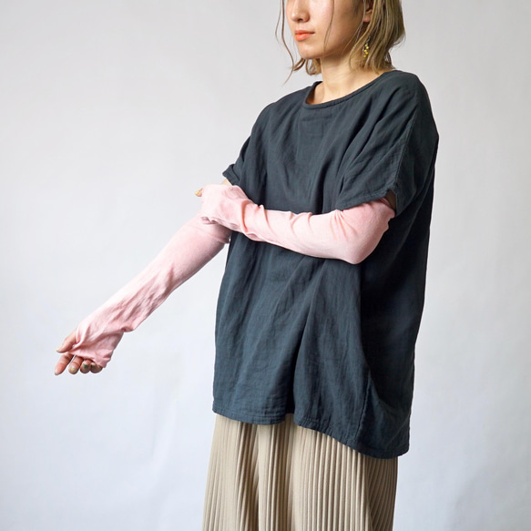 ゆったりガーゼTシャツ/ブラック/知多木綿 ダブルガーゼ 7枚目の画像