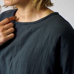 ゆったりガーゼTシャツ/ブラック/知多木綿 ダブルガーゼ 5枚目の画像