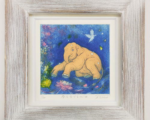 お値下げ不可　今年ラス2❕️手作り額付き銅版画応用絵画　「風天のニャンコ」 81882ebb99e02a8231eb67f6cb052b