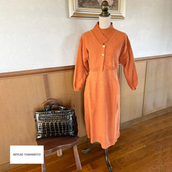 シルクデニム ニット ワンピース オレンジ　323 SILK DENIM ORANGE OP 10枚目の画像