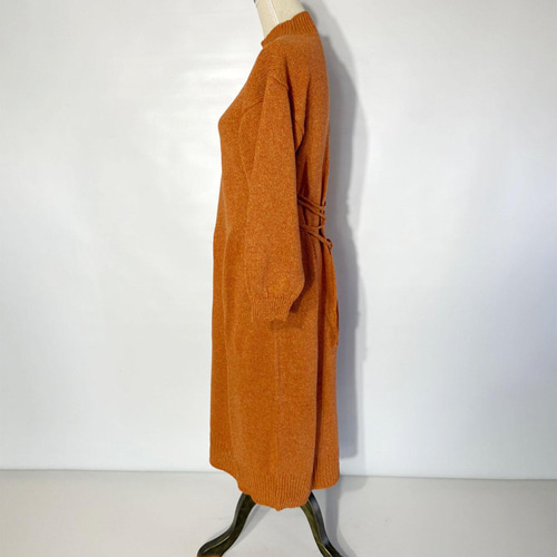 極美品 ダイアグラム 秋カラー プリーツニットワンピース マキシ丈