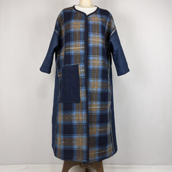 チェック柄パッチワークコート コート 布袋（きんちゃく） 通販  
