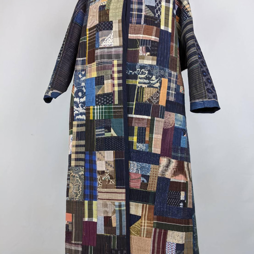 パッチワーク　ゆったり　中綿ロングコート パッチワーク ゆったり 中綿ロングコート