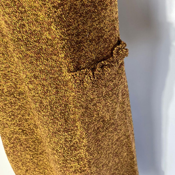 春✿シルクデニム フリル ワンピース イエロー ブラウン 326 SILK DENIM YELLOW BROWN OP 5枚目の画像