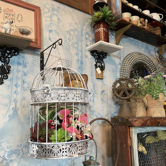 ウッド バードケージオーナメント アンティーク　ガーデニング edd80b7c80df9711d2d1b085ab2a50