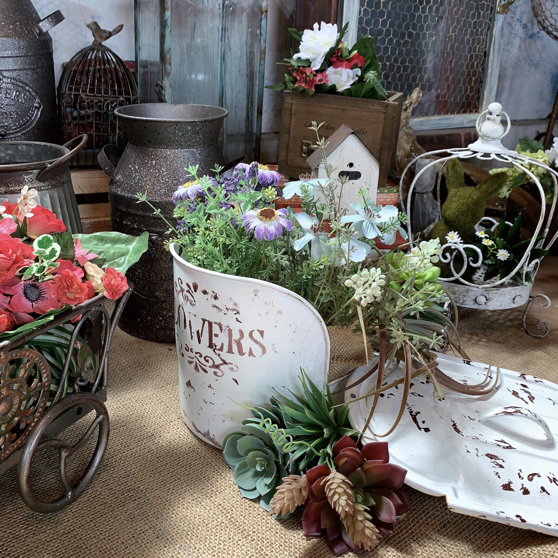 おもしろ & おまる プランター！！ ユニーク!! ホーロー製 フラワーポット① ディスプレイ プランター/