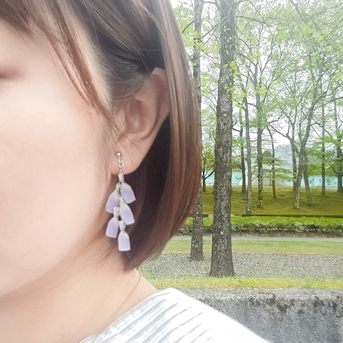 垂れ下がる植物 hang ピアス・イヤリング 藤の花 イヤリング