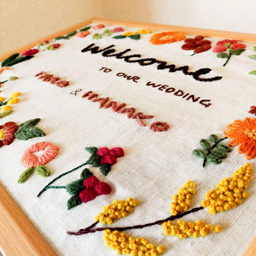 ウール刺繍ウェルカムボードキット デザインNo,W01 花園 ウール刺繍ウェルカムボードキット デザインNo,W01 花園