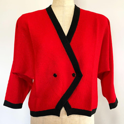 春ニット✿ジャケット ブラック×レッド　26 red black jacket 3枚目の画像