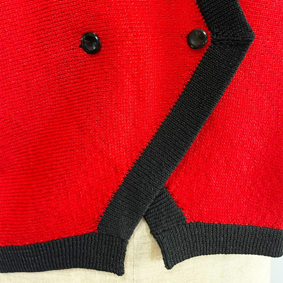 春ニット✿ジャケット ブラック×レッド　26 red black jacket 6枚目の画像