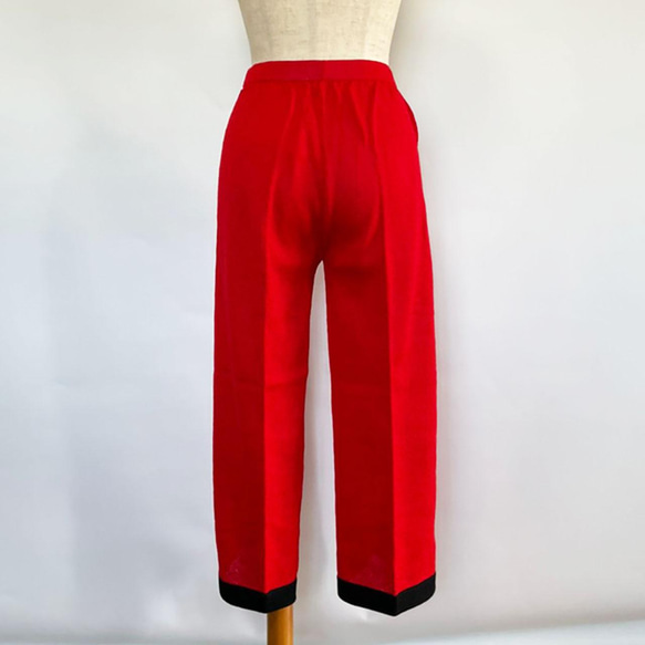 春ニット✿パンツ ブラック×レッド　27 red black pants 4枚目の画像