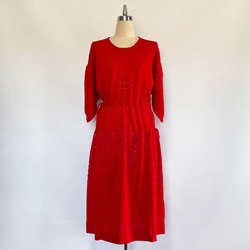 春ニット✿ロング ワンピース レッド　25 red dress 7枚目の画像