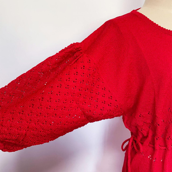 春ニット✿ロング ワンピース レッド　25 red dress 3枚目の画像