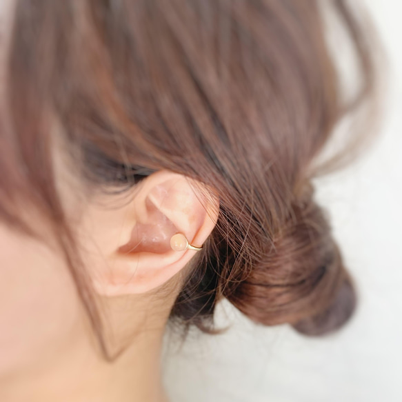 【JORIE】ピンクカルセドニー　Ear cuff 7枚目の画像