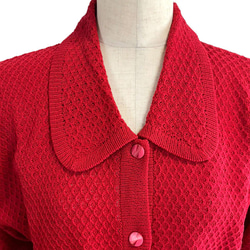 春ニット✿ジャケット レッド　20 red knit jacket 3枚目の画像