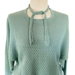 春ニット✿９分袖トップス くすみグリーン　2 green 9 sleeve tops 3枚目の画像