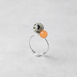 雙色戒指 達爾馬提亞橙色天然石戒指 開口戒指 禮物禮物 第9張的照片