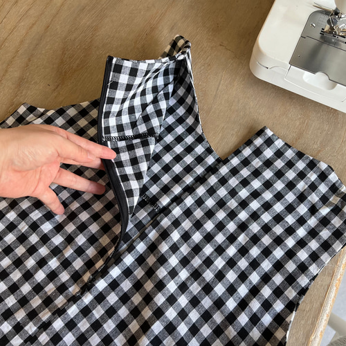 【ホームスパン】ギンガムチェックワンピース 綿麻 1_26429c77c0775426b63afa466d04