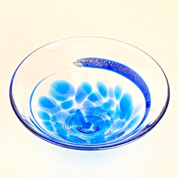 【鮮やか】ガラス抹茶碗（抹茶茶碗・玉藻あお）お湯使用可・化粧箱入り 1枚目の画像