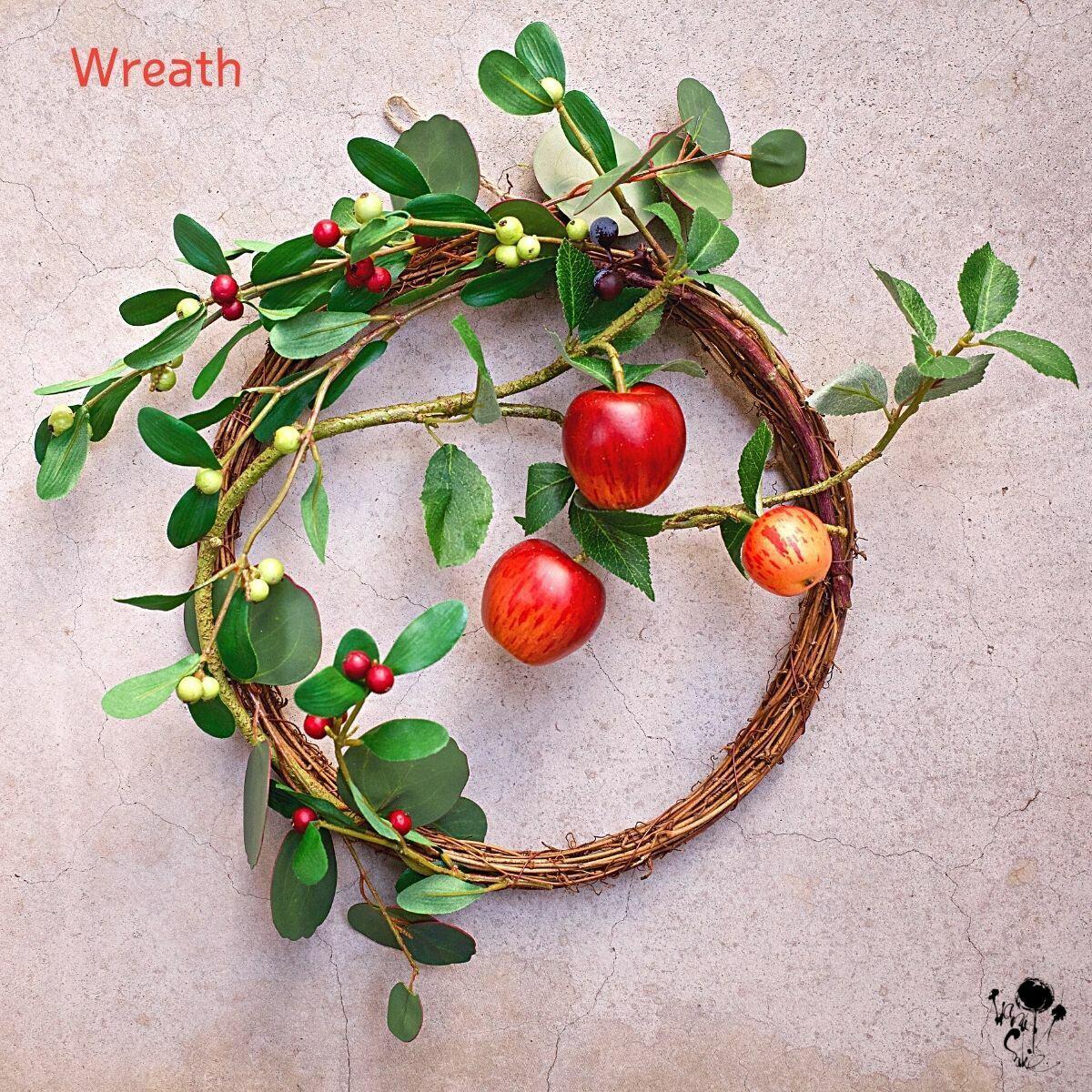 オーダー可能。1点モノ☆青リンゴと木の実のナチュラルリース
