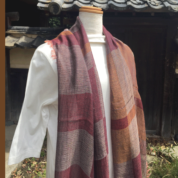柿渋染め播州織ストール　k25032