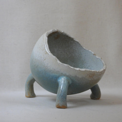 空色ハート陶製植木鉢(Bベビー) 2枚目の画像
