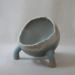 空色ハート陶製植木鉢(Bベビー) 3枚目の画像