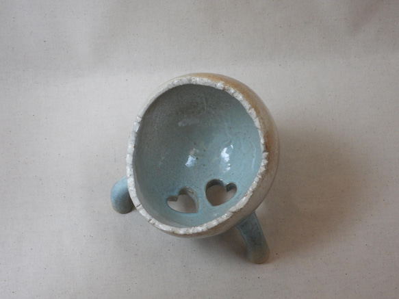 空色ハート陶製植木鉢(Bベビー) 1枚目の画像