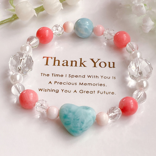 ラリマーハートコーラル天然石ブレスレット ブレスレット I♡愛stone 