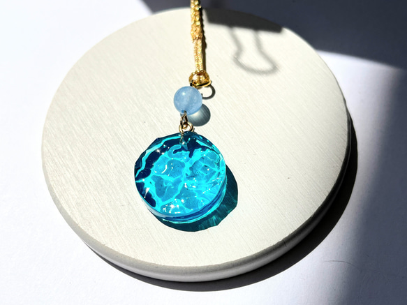 コバルトブルー×シーブルージェイドの御守り海ストラップ‪ / お守り / 天然石 / 海 / 波 4枚目の画像