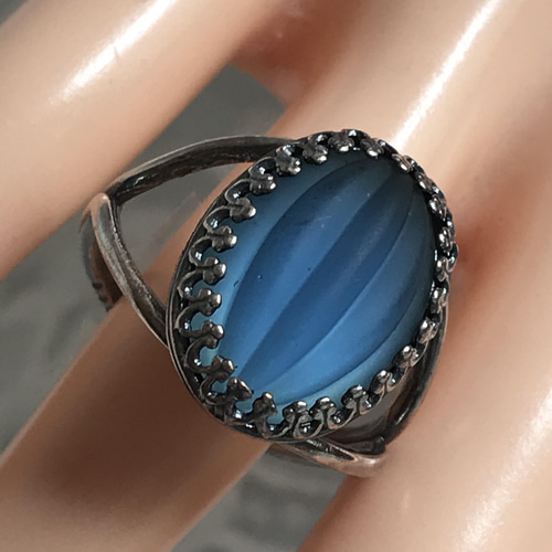 Ribbed モンタナ vintage glass ring（SV925に変更可能・８号～２２号