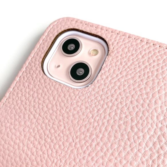 8周年記念SALE【iPhone13】ほんのりくすみ さくらピンクの手帳型ケース 2月誕生石アメジスト 7枚目の画像