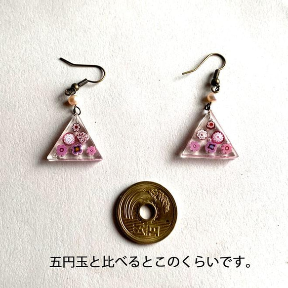 SALE ♪ Millefiori 耳環和耳環粉紅色 M 第4張的照片