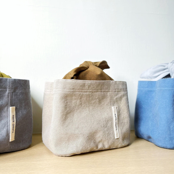 超手感綁帶式便當袋 | 奶茶杏 | 厚磅水洗帆布 | 手提袋 野餐袋 第4張的照片