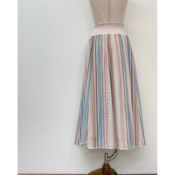 ウエストワイドリブ メッシュストライプ柄フレアースカート 9枚目の画像