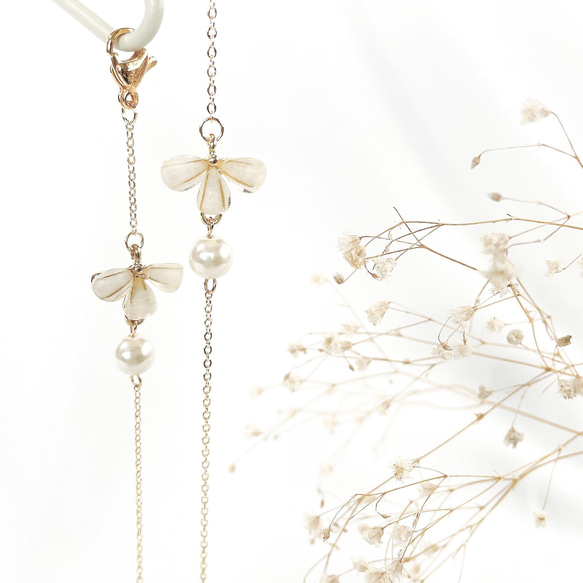 ♪❤️ 花パールガラスチャームマスクチェーンメガネチェーンメガネ