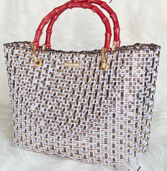 Coquette tote A4サイズ ラメルヘンテープ かごバッグ amiche 通販  