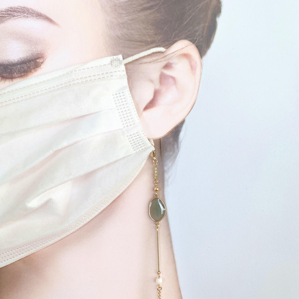 《アレルギー対応》スプリングカラーと天然石のマスクチェーン　マスクネックレス　メガネチェーン　グラスコード 6枚目の画像