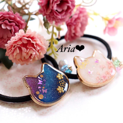 桜と夜桜のビジュー✨レジンポニーフック♡ ポニーフック・ヘアカフス