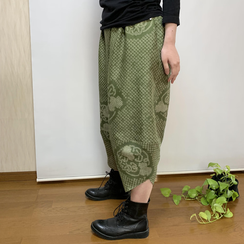 総絞り薄絹＊サルエルパンツ＋おまけ付き＊裏地付き＊着物