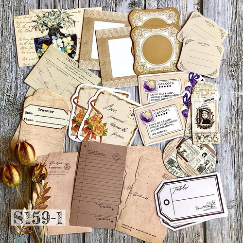 送料無料【S159-1 コラージュ素材】海外シール 紙モノ